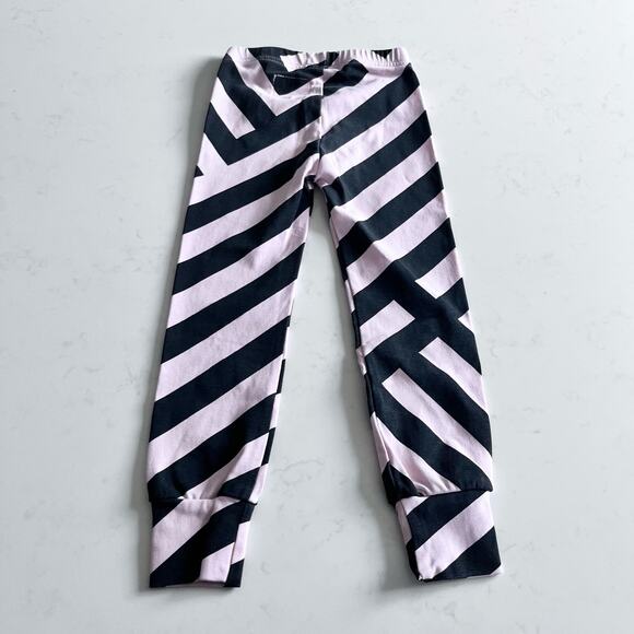 Nununu pink black striped leggings size 2/3y - Picture 3 of 3